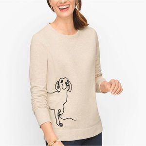 Talbots cream sweater with dog doodle on side, size Extra Large Petite